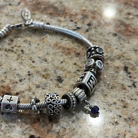 Authentic Pandora Sterling Silver Bracelet with Charms, Spacers & Cubic Zirconia - Picture 6 of 9